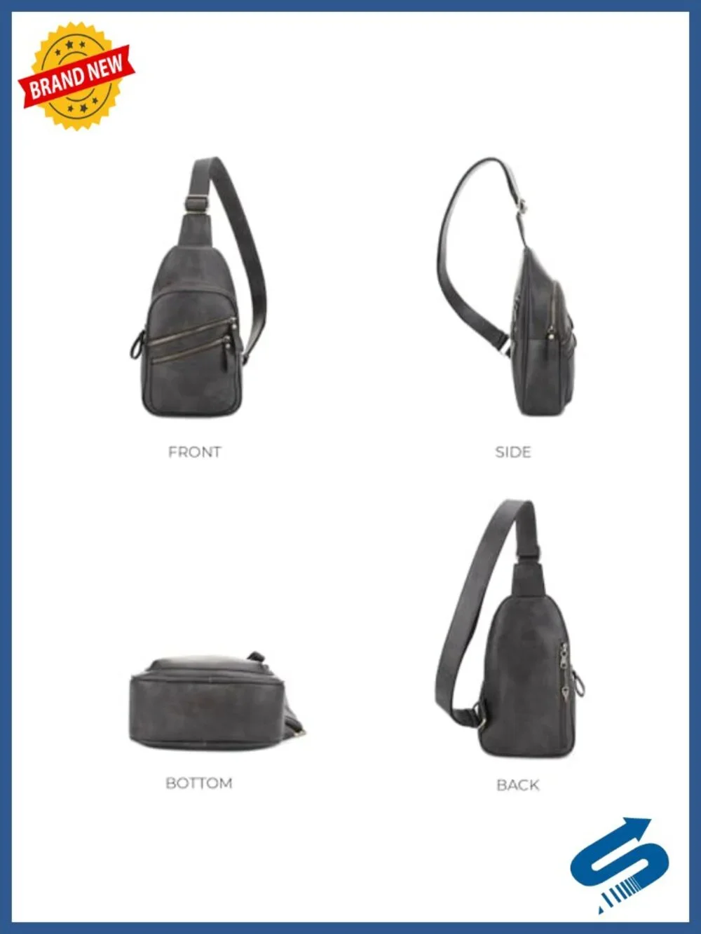 Faux Leather Unisex Multi-Pocket Concealed Carry Sling Bag Crossbody Backpack